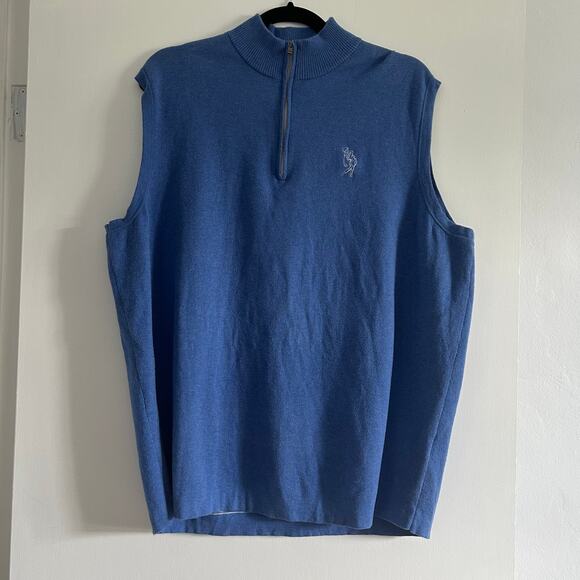 Peter Millar Crown Sport Quarter-Zip Sweater Vest – Blue – Men’s XL – EUC - Picture 1 of 9